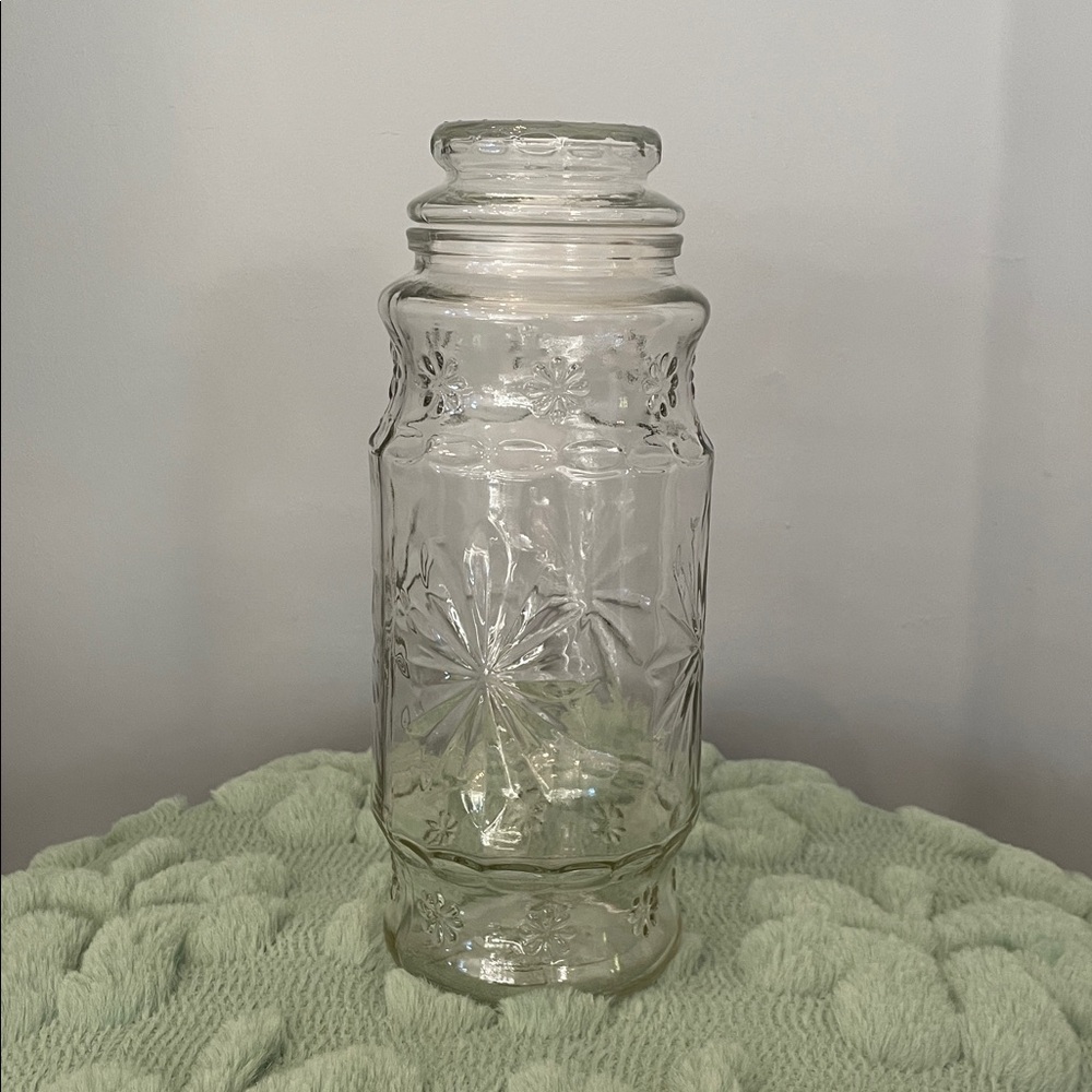 Clear Glass planters peanuts  Jar with lid vintage collectible